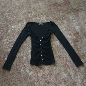 Michael Stars Black Button Down Long Sleeve Top